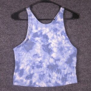 Abercrombie & Fitch Tank Top Womens Medium Blue Tie Dye Cropped High Neck